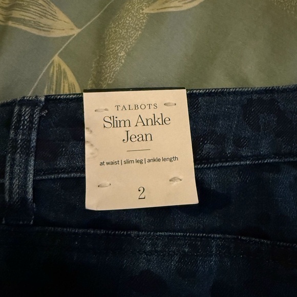 Talbots Navy Blue Leopard Patterned Skinny Jeans Size 2 - Picture 10 of 13